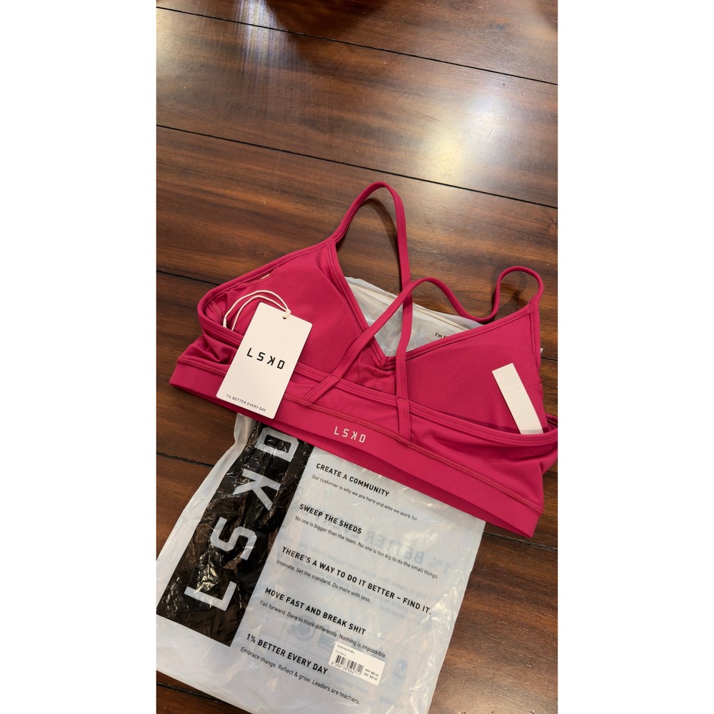 LSKD Clarity Sports Bra Plum Berry Ruched Women's Large NWT NEW - Picture 4 of 16
